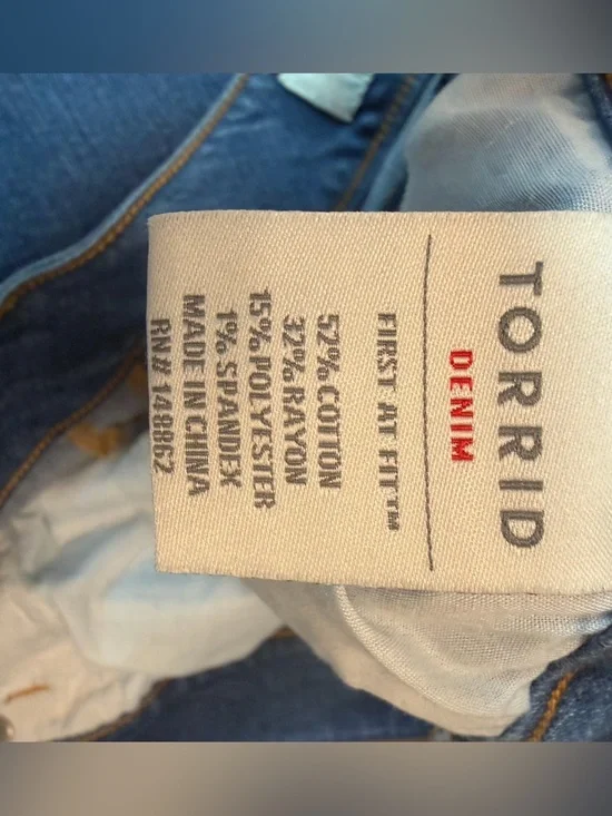 Torrid Denim Skirt Size 24 Plus Raw Hem Side Stripe Stretch Jean Skirt - Picture 4 of 5